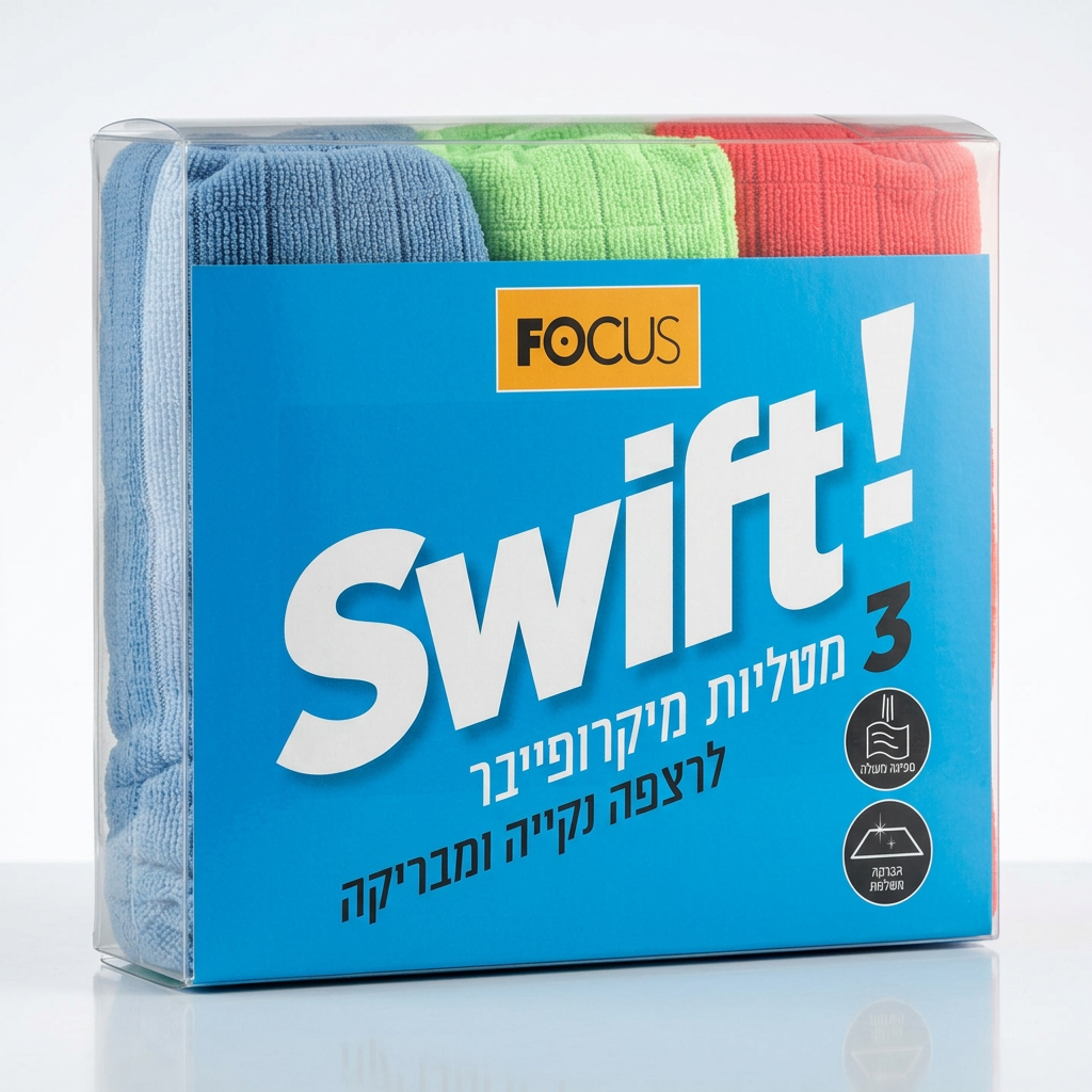 מטליות מיקרו-פייבר לרצפה (Focus) - א' 3 יח'