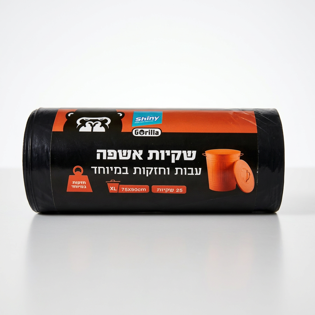 שקית זבל שחורה עבה - 75*90 - 800 גר' (גורילה) - 25 יח