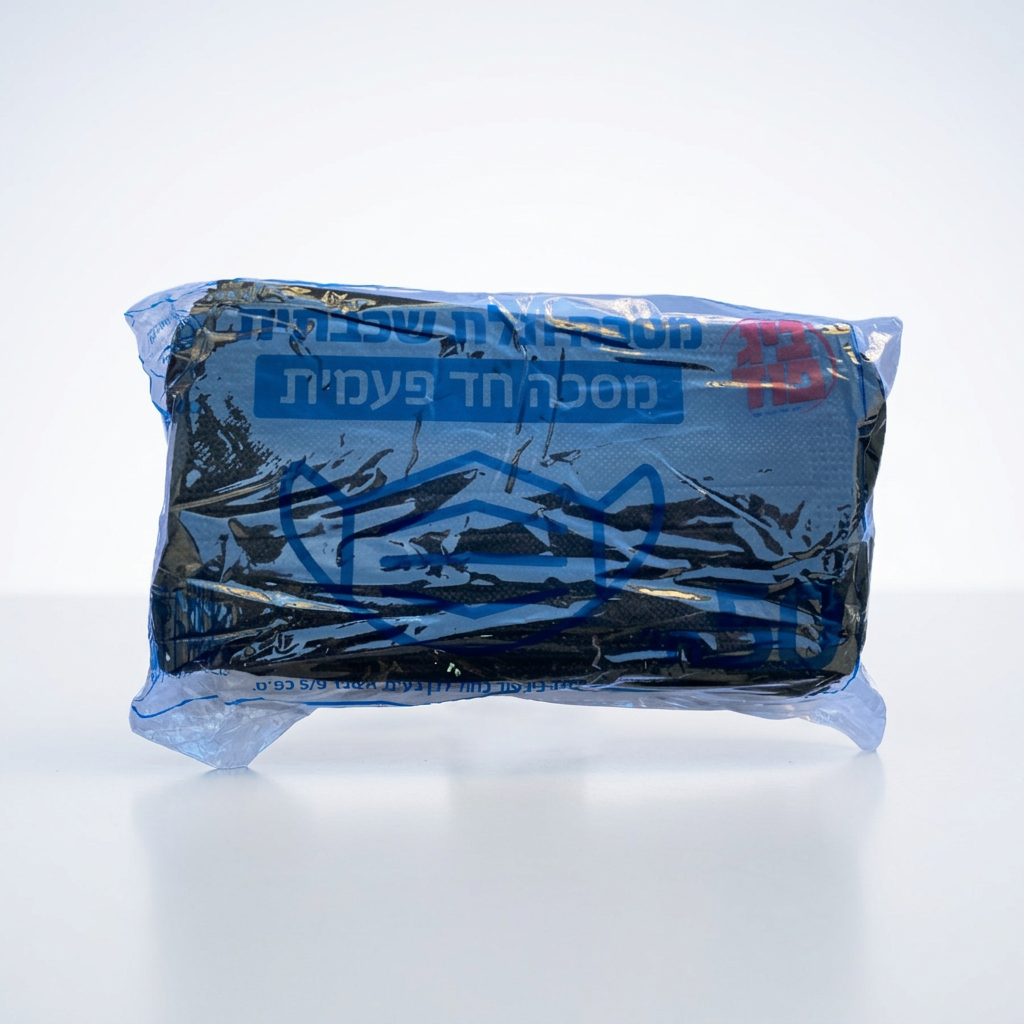 מסכה כירוגית (3 שכבות) - שחור - 50 יח'