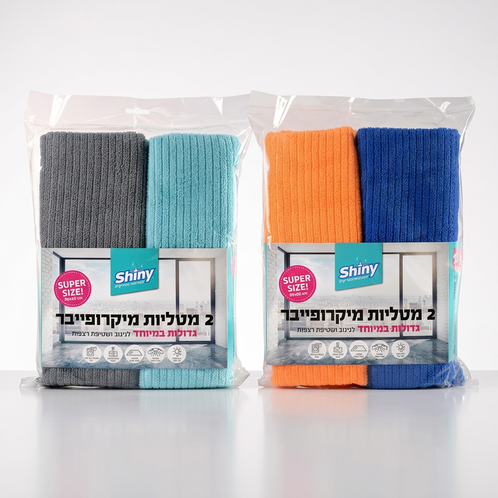 2 מטליות מיקרופייבר ג'מבו לרצפה 60*90 ס"מ
