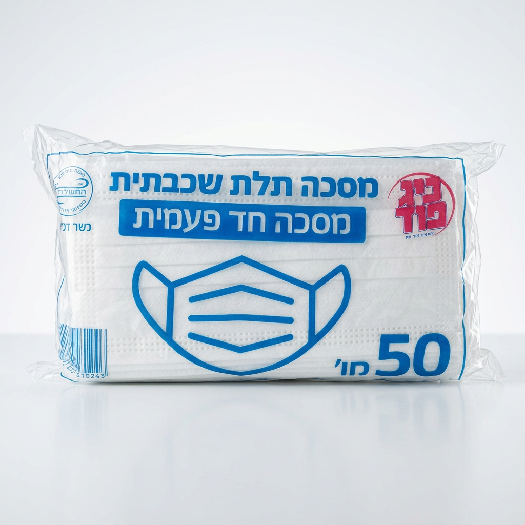 מסכה כירוגית (3 שכבות) - לבן - 50 יח'