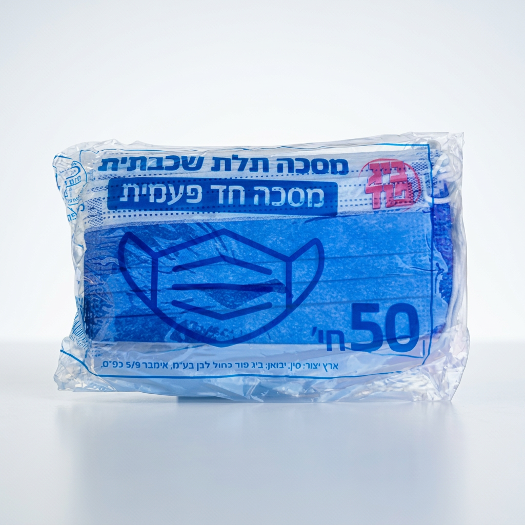 מסכה כירורגית חד פעמית (3 שכבות) - כחול גינס - 50 יח'