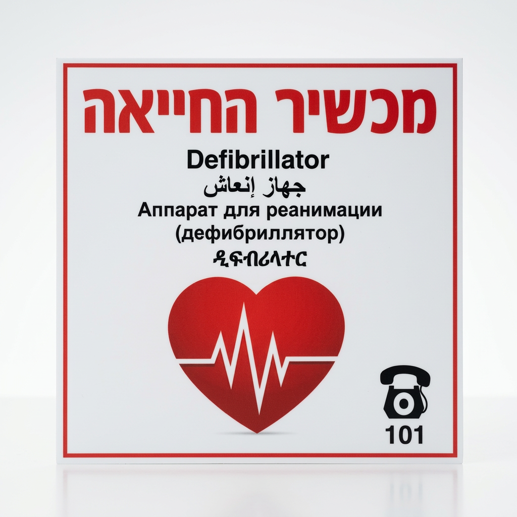 שילוט למכשיר החייאה PVC