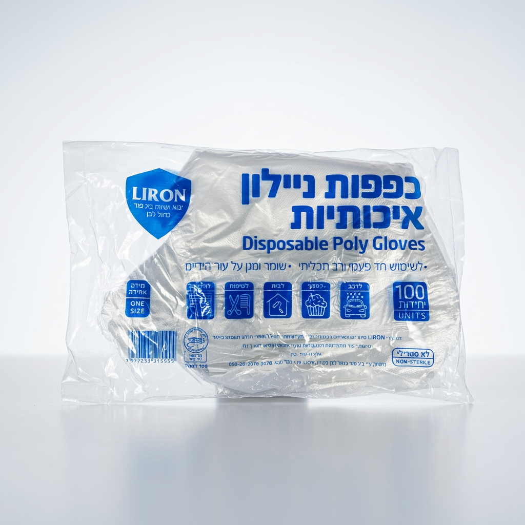 כפפה נילון שקופה (Liron) - מידה L - (100 יח)