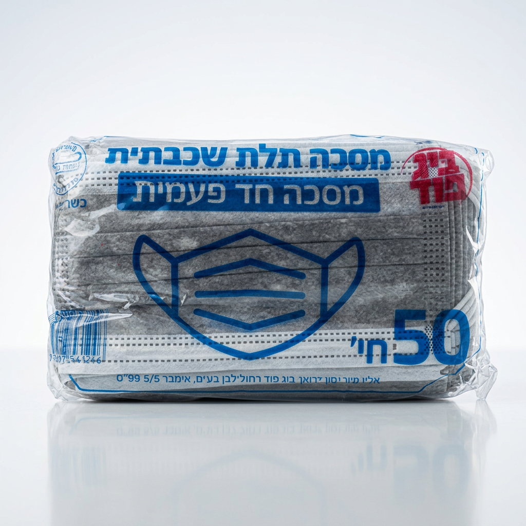 מסכה כירוגית (3 שכבות) - אפור - 50 יח'