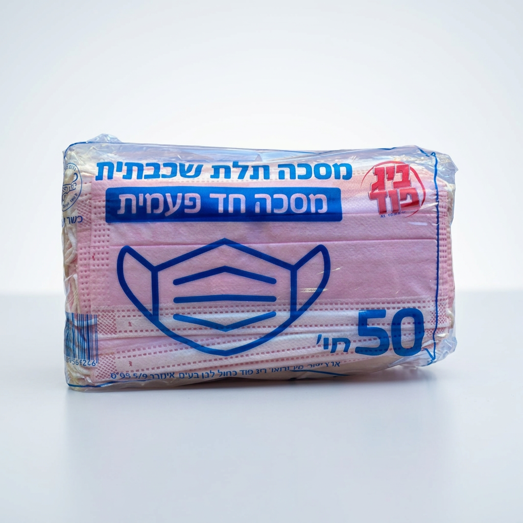 מסכה כירוגית (3 שכבות) - ורוד - 50 יח'